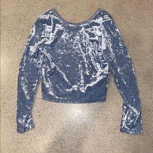 GAP Girls Crushed Blue Velvet Long Sleeve Top Size L (10)